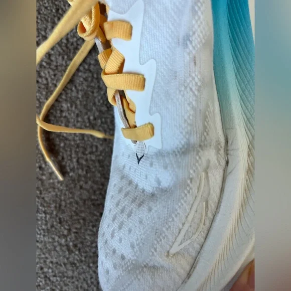 Women's Hoka Clifton White and Yellow Running Shoes - Picture 5 of 12